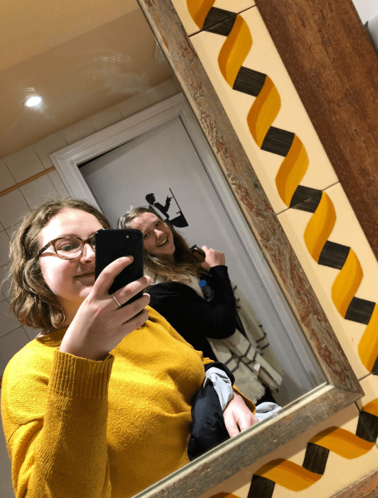 Mirror picture  in Barcelona with hannah and Australian friend 